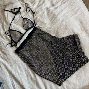 Black and Silver Mesh Bikini Set
